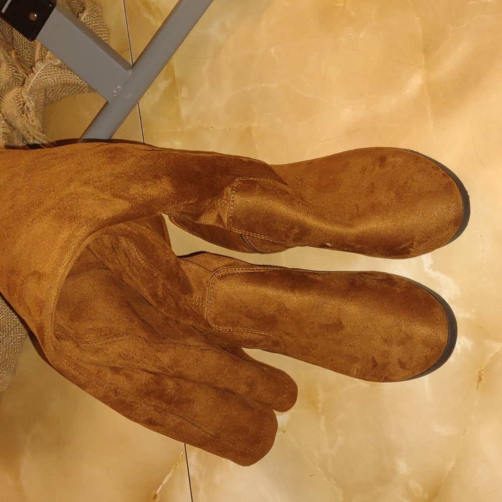 Brown knee-length boots
